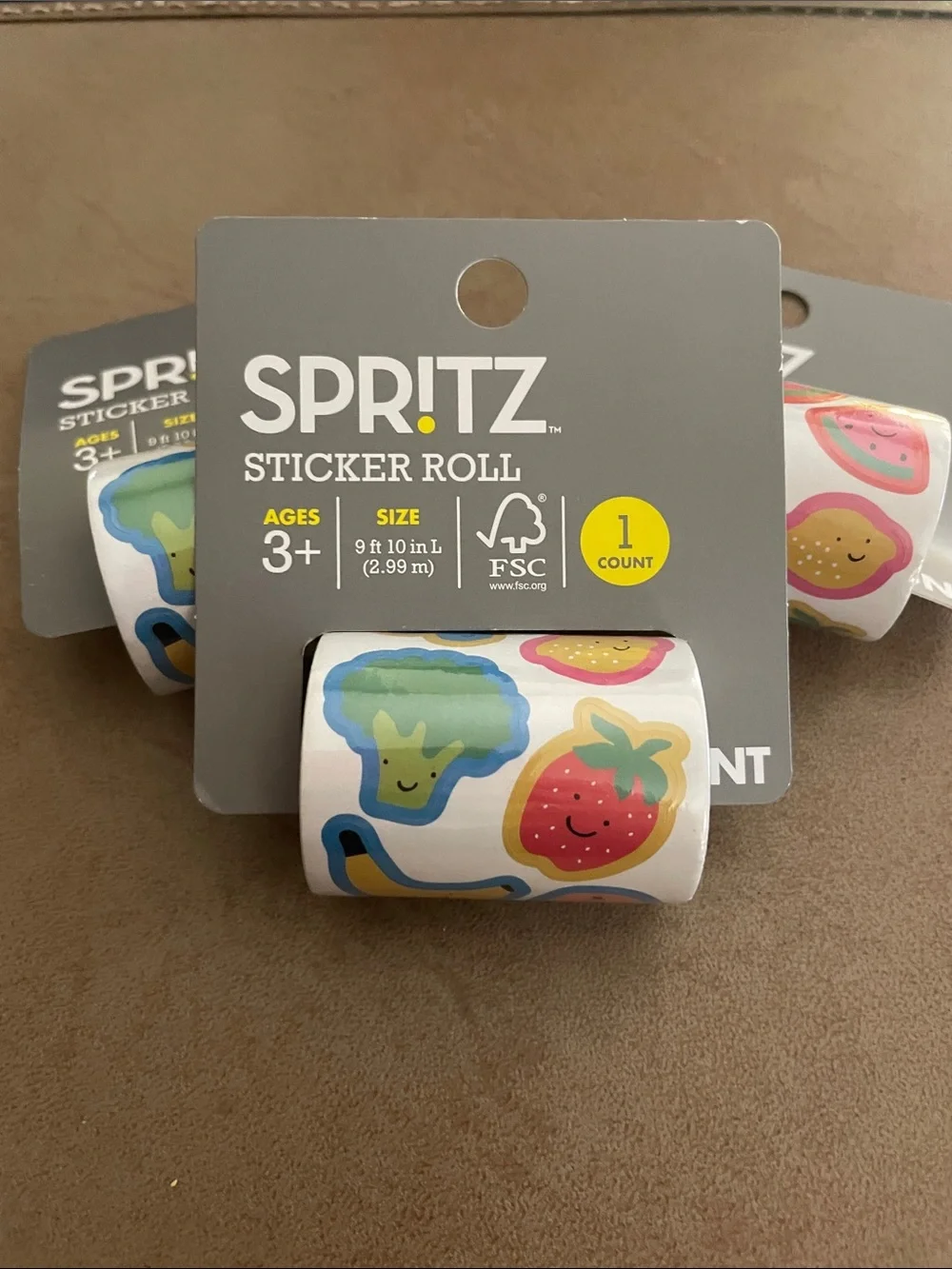 SPRITZ Fun Fruit Stickers - 3 Rolls